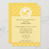 Invitation Baby shower jaune de canard (Devant / Derrière)