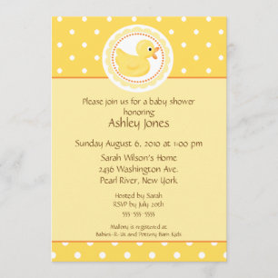 Invitation Baby shower jaune de canard