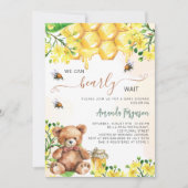 Invitation Baby shower jaune de l'abeille en peluche (Devant)
