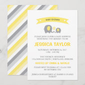 Invitation Baby shower jaune éléphant neutre pour les femmes (Devant / Derrière)