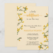 Invitation Baby shower jaune fleur sauvage Boho (Devant / Derrière)