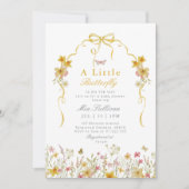 Invitation Baby shower jaune fleur sauvage photo (Devant)