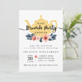 Invitation Baby shower Jaune Floral Bunal Tea Party (Debout devant)