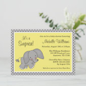 Invitation Baby shower jaune mignon de neutre de genre (Debout devant)