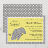 Invitation Baby shower jaune mignon de neutre de genre (Devant / Derrière)