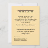 Invitation Baby shower jaune mignon personnalisé (Dos)