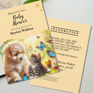 Invitation Baby shower jaune mignon personnalisé