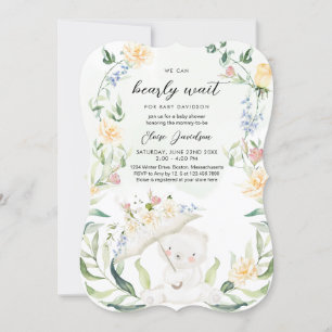 Invitation Baby shower Jaune Neutre Genre Ours Vert