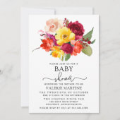 Invitation Baby shower jaune orange rose bordeaux (Devant)