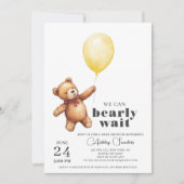 Invitation Baby shower Jaune Ours Teddy (Devant)