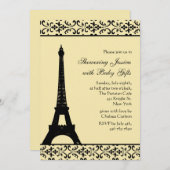 Invitation Baby shower Jaune Parisien (Devant / Derrière)