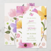 Invitation Baby shower jaune pastel (Devant / Derrière)