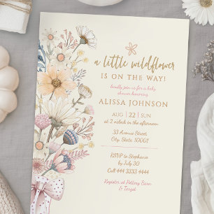 Invitation Baby shower jaune petit Fleur sauvage