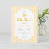 Invitation Baby-Shower Jaune Sunshine (Debout devant)