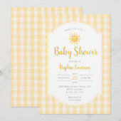 Invitation Baby-Shower Jaune Sunshine (Devant / Derrière)
