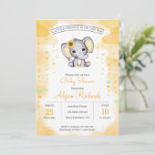 Invitation Baby shower jaune tournesol (Debout devant)