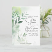 Invitation Baby shower - Jaune vert botanique (Debout devant)
