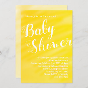 Invitation Baby shower jaune vif Co-Ed neutre entre les sexes