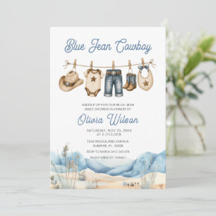 Invitation Baby Shower Jean Bleu Occidental