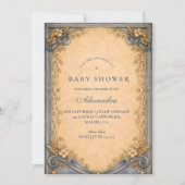 Invitation Baby Shower Jean Bleu Rustique (Devant)
