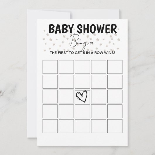 Invitation Baby shower Jeu de Bingo - B/W (Devant)