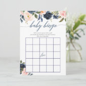 Invitation Baby shower jeu de bingo Blush rose marine bleu fl (Debout devant)