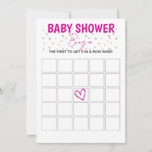 Invitation Baby shower Jeu de Bingo - Rose (Devant)