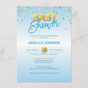 Invitation Baby shower JEUNE DE CONFetti Gold