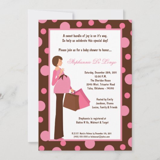 Invitation Baby shower Jeune Fille Pink Modern (Devant)