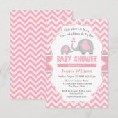 Invitation Baby shower jeune fille rose gris rose moderne (Devant / Derrière)