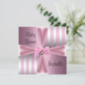 Invitation Baby shower Joli Satin Rose Argent Striver Bow (Debout devant)