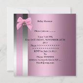 Invitation Baby shower Joli Satin Rose Argent Striver Bow (Dos)