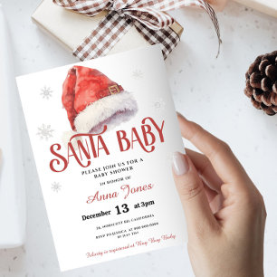 Invitation Baby shower Jolly Santa Hat