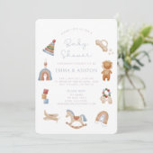 Invitation Baby shower Jouets en bois d'invitation - Boho Sty (Debout devant)