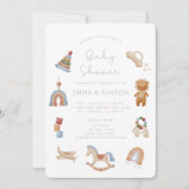 Invitation Baby shower Jouets en bois d'invitation - Boho Sty (Devant)