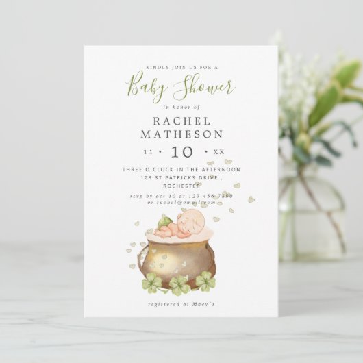 Invitation baby shower Jour de la Saint Patrick (Debout devant)