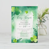 Invitation baby shower Jour de la Saint Patrick vert aquarell (Debout devant)