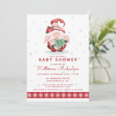 Invitation Baby shower | Joyeux cadeau de Noël (Debout devant)