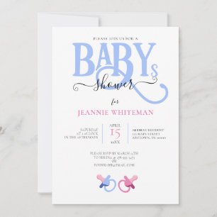 INVITATION BABY SHOWER JUMEAU AVEC PACIFIQUE ROSE ET BLEU