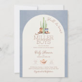 Invitation Baby shower jumeau Cowboy (Devant)
