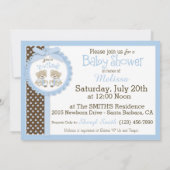 Invitation Baby shower jumeau de cravates de nounours de (Dos)