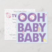 Invitation Baby shower jumeau de filles (Devant / Derrière)