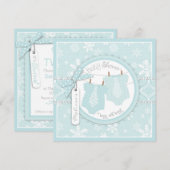 Invitation Baby shower jumeau de garçons de cravates et de (Devant / Derrière)