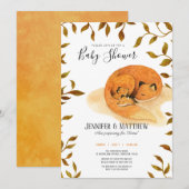 Invitation baby shower jumeau de renard boisé d'automne (Devant / Derrière)