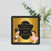 Invitation Baby shower jumeau garçon et fille Lt Brunette (Debout devant)