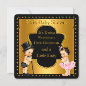 Invitation Baby shower jumeau garçon et fille Lt Brunette (Devant)