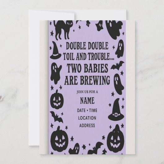 Invitation Baby shower jumeau Halloween (Devant)