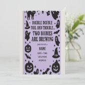Invitation Baby shower jumeau Halloween (Debout devant)