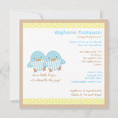 Invitation Baby shower jumeau mignon bleu de garçons (Dos)