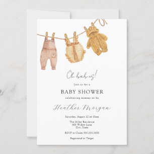 Invitation Baby shower jumeau neutre genre classiq